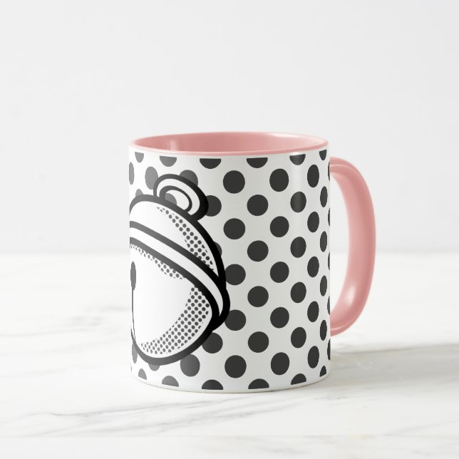 Taza Personalizado Black Gray Cat Bell Vector Pop Art (Anverso derecho)
