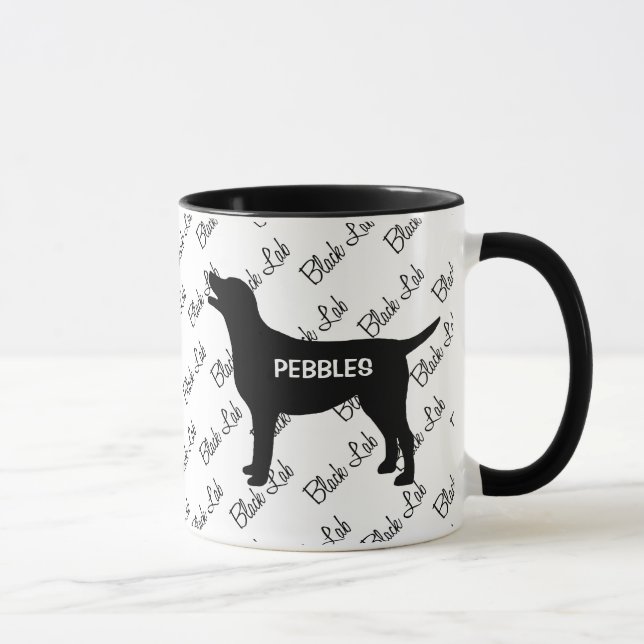 Taza PERSONALIZADO Black Lab Dog Silhouette (Derecha)