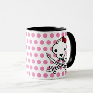 Taza Personalizado Black White Jolly Kitty Pirate Skull