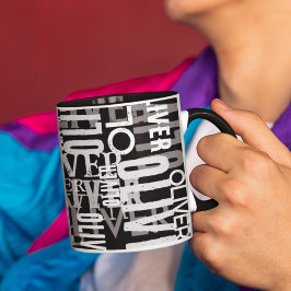 Taza Personalizado blanco y negro monocromo memorable