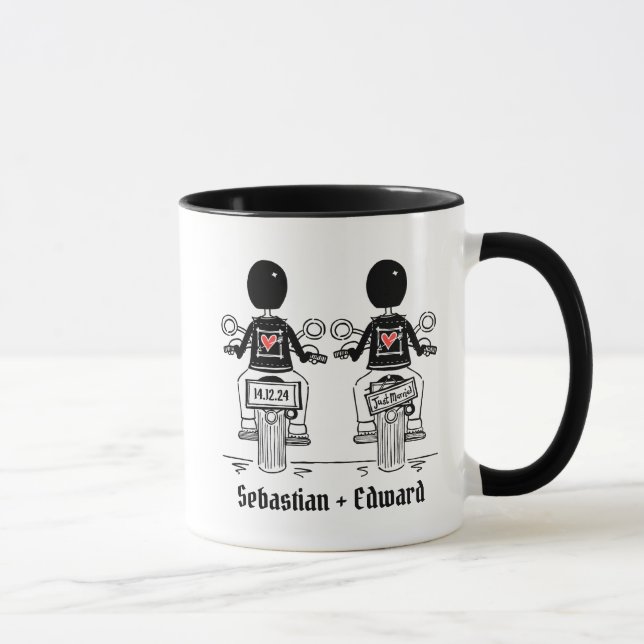 Taza Personalizado Boda de motocicleta de dos Grooms Bi (Derecha)