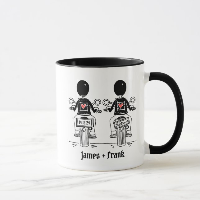 Taza Personalizado Boda de motocicleta de dos Grooms Bi (Derecha)