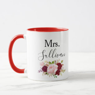 Taza Personalizado Boda tropical y romántico rojo