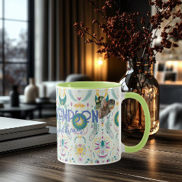 Taza Personalizado Boho Moda Mug con diseño floral y lu