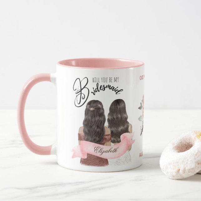 Taza Personalizado Branded Bridesmaid Propuesta Bridal  (Con donut)