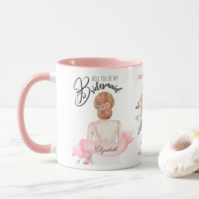 Taza Personalizado Branded Bridesmaid Propuesta Bridal  (Con donut)