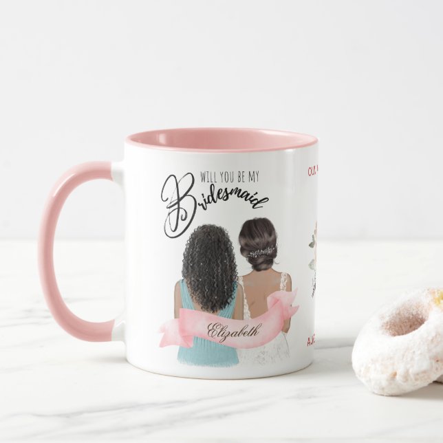 Taza Personalizado Branded Bridesmaid Propuesta Bridal  (Con donut)
