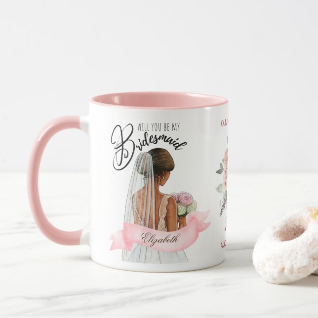 Taza Personalizado Branded Bridesmaid Propuesta Bridal  (Con donut)