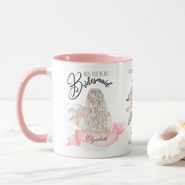 Taza Personalizado Branded Bridesmaid Propuesta Bridal  (Con donut)