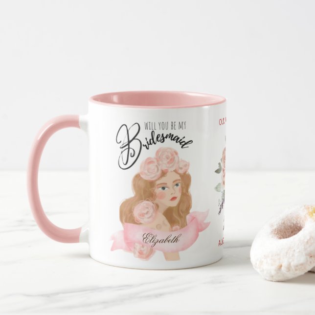 Taza Personalizado Branded Bridesmaid Propuesta Bridal  (Con donut)