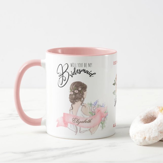 Taza Personalizado Branded Bridesmaid Propuesta Bridal  (Con donut)