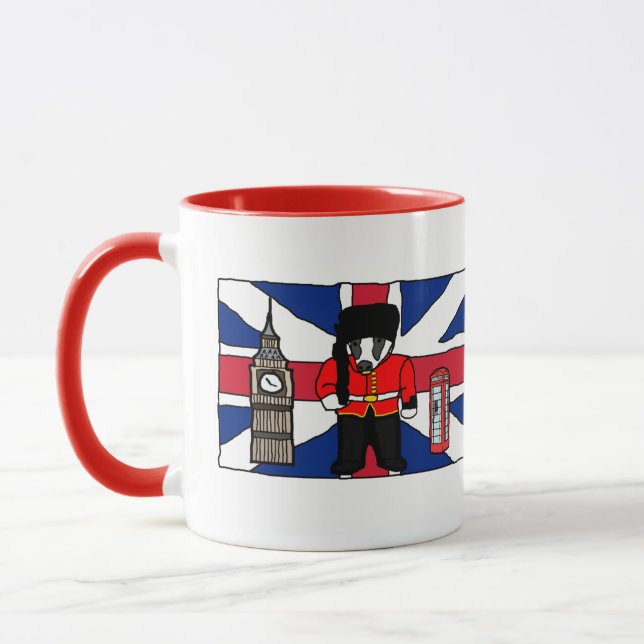Taza Personalizado británico de Badger con Big Ben y Ba (Izquierda)
