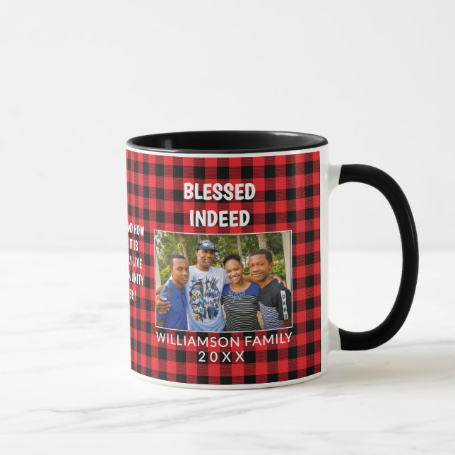 Taza Personalizado Buffalo Plaid Familia Navidades Cris (Derecha)
