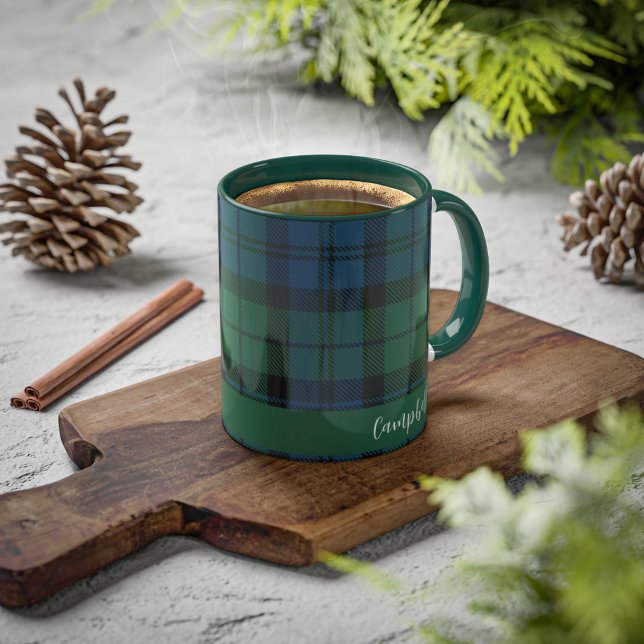 Taza Personalizado Campbell Tartan (Rustic Elegant Plaid Campbell Tartan 11oz Coffee Mug)