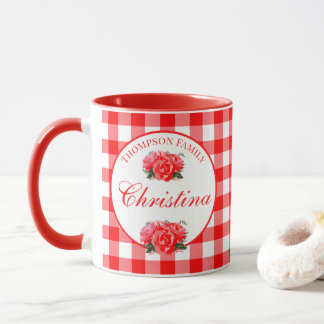 Taza Personalizado Campesino Red Gingham Combo Mug