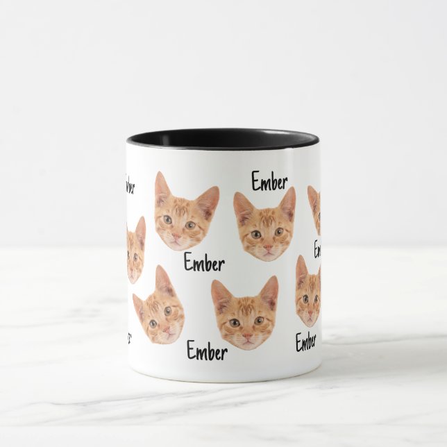 Taza Personalizado Cat Face Cat Lovers Dueño Gato Papá  (Centro)