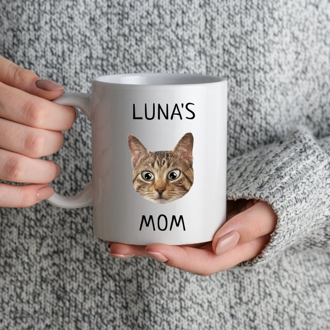 Taza Personalizado Cat Face Photo Name Cat Mom Dad Pet  (Subido por el creador)