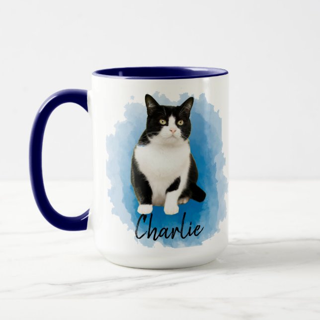 Taza Personalizado Cat Foto Nombre del dueño de Kitty A (Izquierda)