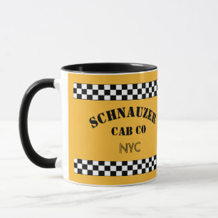Taza Personalizado Checker Cab Estilo Taxi Amarillo y N