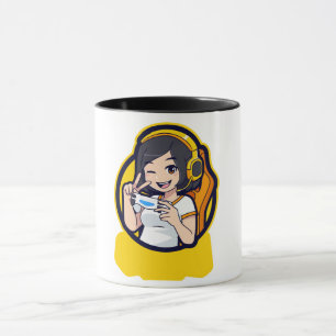 Taza Personalizado Chica de jugador alegre café