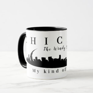 Taza Personalizado Chicago, Windy City, Skyline Silhoue