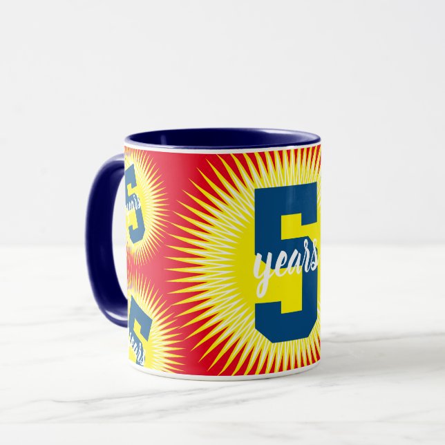 Taza Personalizado color café aniversario de empleado U (Anverso izquierdo)