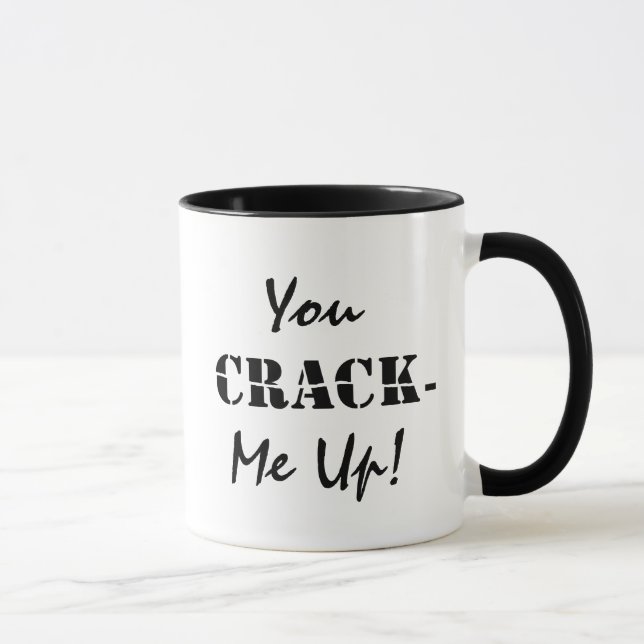 Taza Personalizado, Crack Me Up Typography Coffee Mug (Derecha)