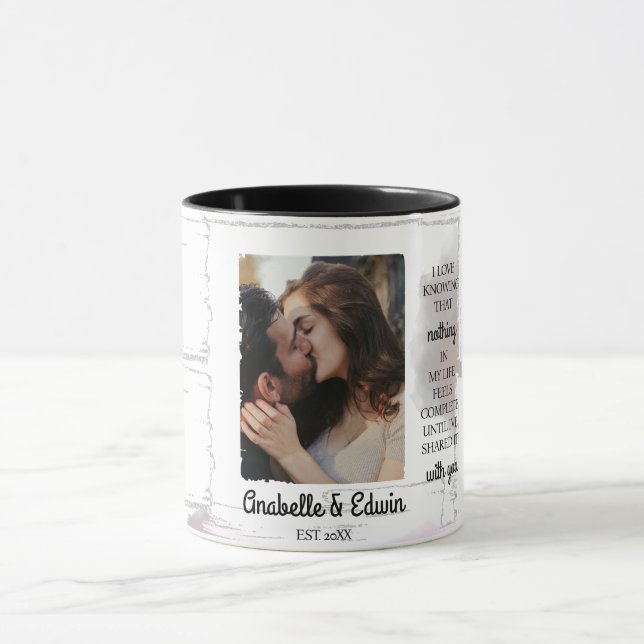 Taza Personalizado Cute Couple Foto (Centro)