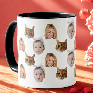 Taza Personalizado Cute Family Face 3 Fotos
