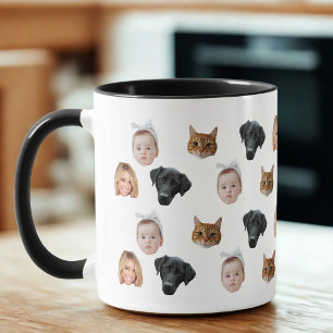 Taza Personalizado Cute Family Face 4 Fotos