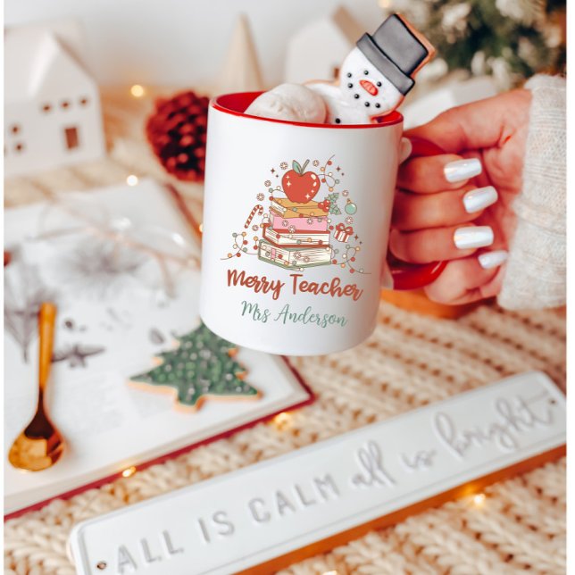 Taza Personalizado Cute Retro Merry Navidades (Subido por el creador)