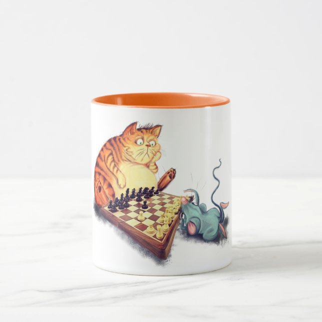 Taza Personalizado de ajedrez para jugar al gato y al r (Centro)