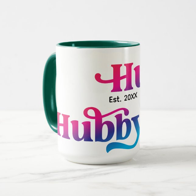 Taza Personalizado de Aniversario de Pareja Hubby Boda  (Anverso izquierdo)