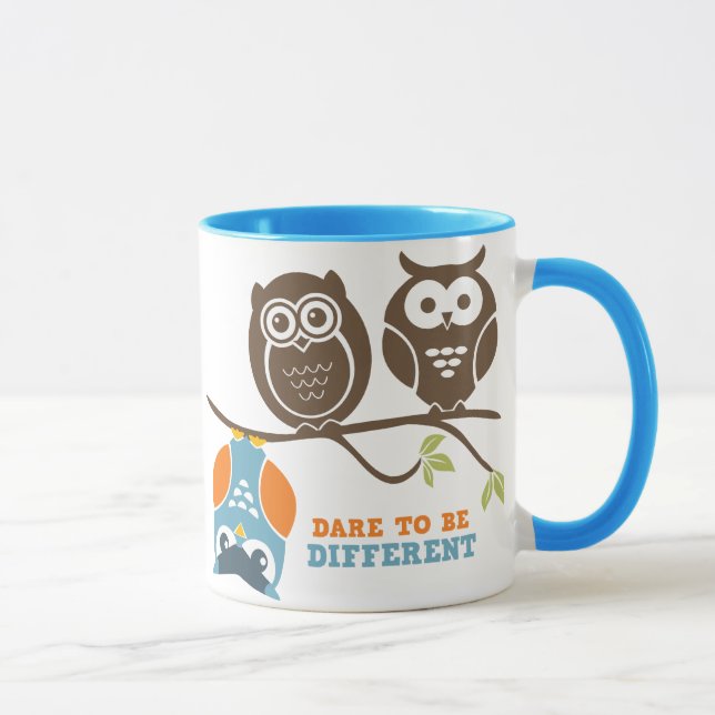 Taza Personalizado De Búho Cuto Se Atreve A Ser Diferen (Derecha)