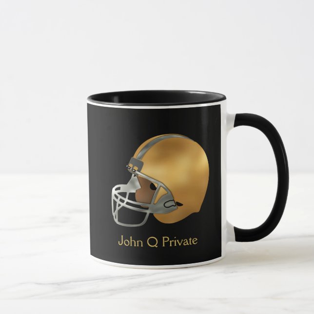 Taza Personalizado de cascos plateado y oro de fútbol (Derecha)
