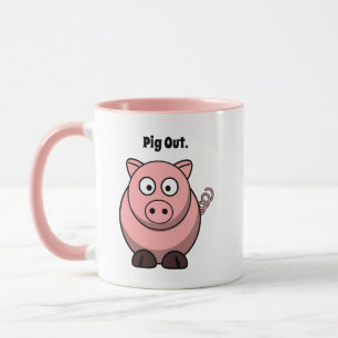 Taza Personalizado de cerdo rosado de salida, divertida