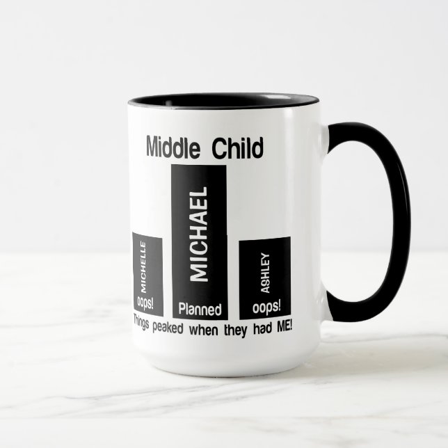 Taza Personalizado de Chiste de niño medio (Derecha)