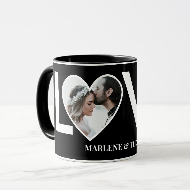 Taza Personalizado de compromiso boda foto marco de cor (Anverso izquierdo)