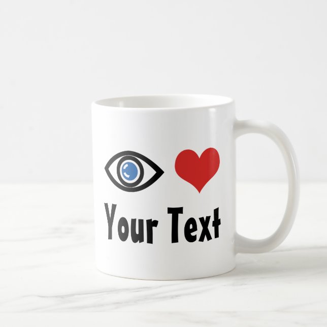 Taza Personalizado de corazón ocular (me encanta) (Derecha)