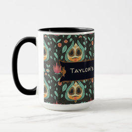 Taza Personalizado de Cráneo Floral Cute Whimsical Hall