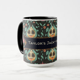 Taza Personalizado de Cráneo Floral Cute Whimsical Hall