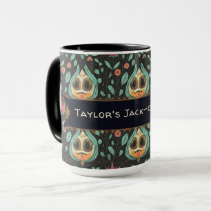 Taza Personalizado de Cráneo Floral Cute Whimsical Hall
