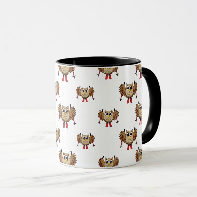 Taza Personalizado de esquiar de búho (Anverso derecho)
