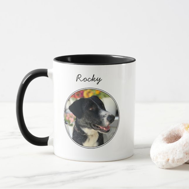 Taza Personalizado de fotografía de perro personalizado (Con donut)