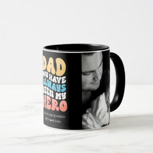 Taza Personalizado de fotos de retro Wavy Text Dad You 