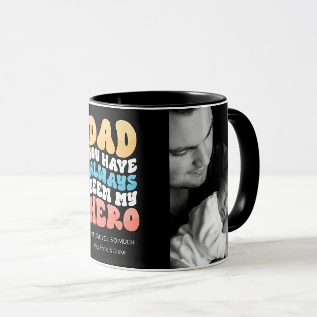 Taza Personalizado de fotos de retro Wavy Text Dad You  (Anverso derecho)