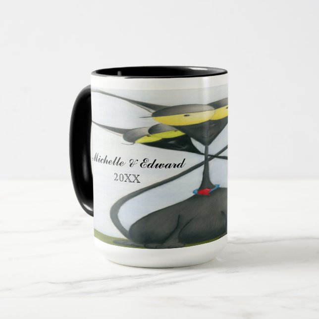 Taza Personalizado de gato negro y gris (Anverso izquierdo)