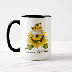 Taza personalizado de Gnome/Sunflowers "Live Life in Fu