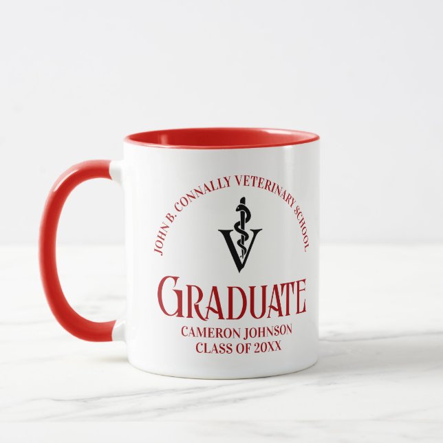 Taza Personalizado de Graduación de la Escuela Veterina (Izquierda)