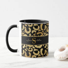 Taza Personalizado de impresión de leopardo dorado tazó